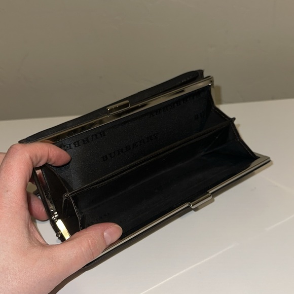 Burberry Novacheck Brown Leather Kiss-lock Bifold Wallet Preppy Luxury Wallet - Picture 6 of 11